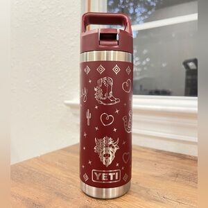 Highland Cow, Western YETI 18oz Rambler Water Bottle Laser Engraved Design